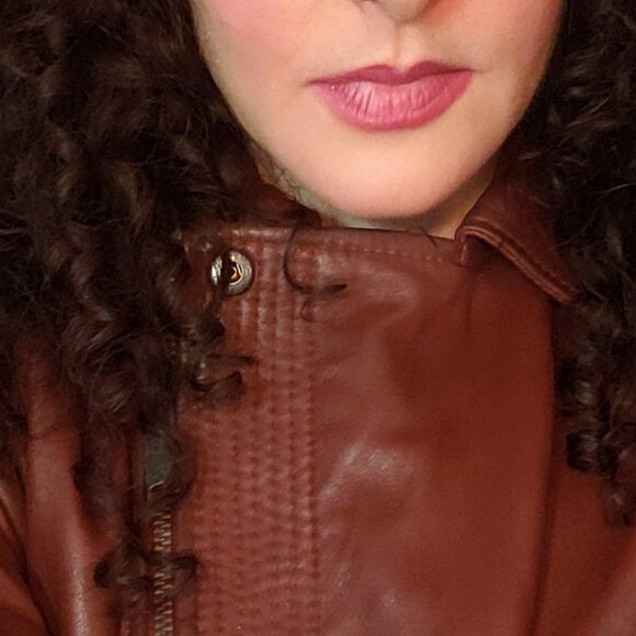 Danier Klaudia XXS: Brick Retro Style Leather Biker Inspired Jacket - Picture 2 of 5